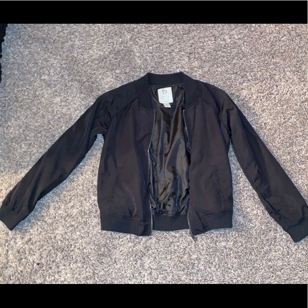 Black Cropped Bomber Jacket